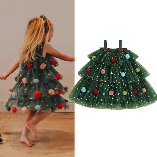 Vestido de Tutu Natalino - 1 a 9 anos