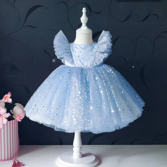 Vestido com Estrelinhas e Tule - 6 meses a 5 anos