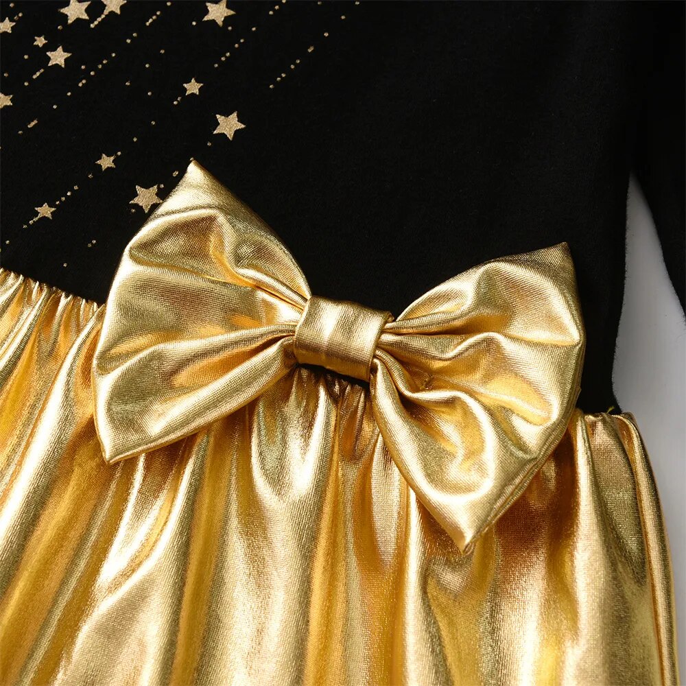 Vestido com Estrelas Douradas - 3 anos a 12 anos