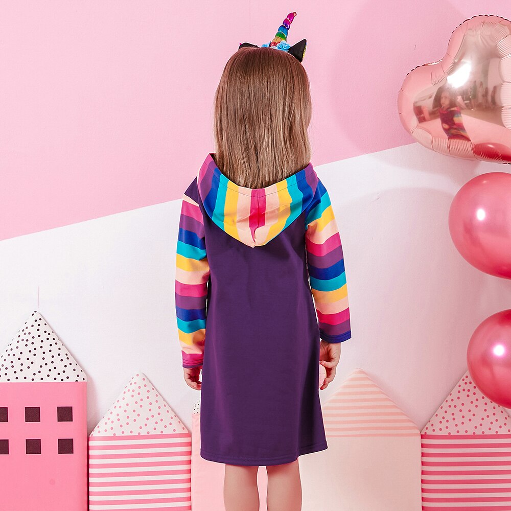 Vestido infantil com capuz para o inverno - 3 a 12 anos