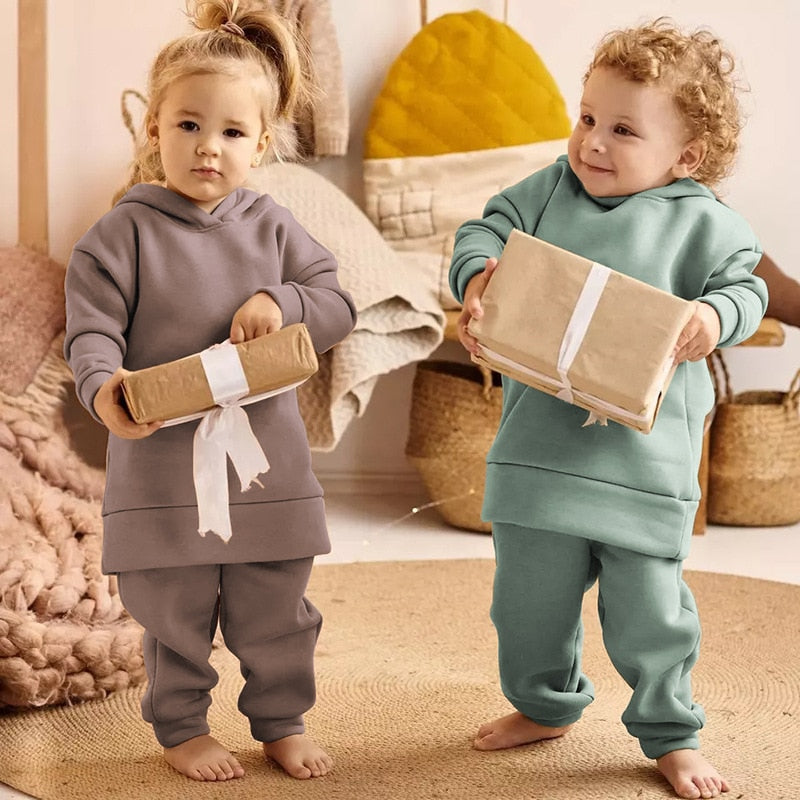 Conjunto infantil de Moletom com capuz para inverno - 1 a 7 anos