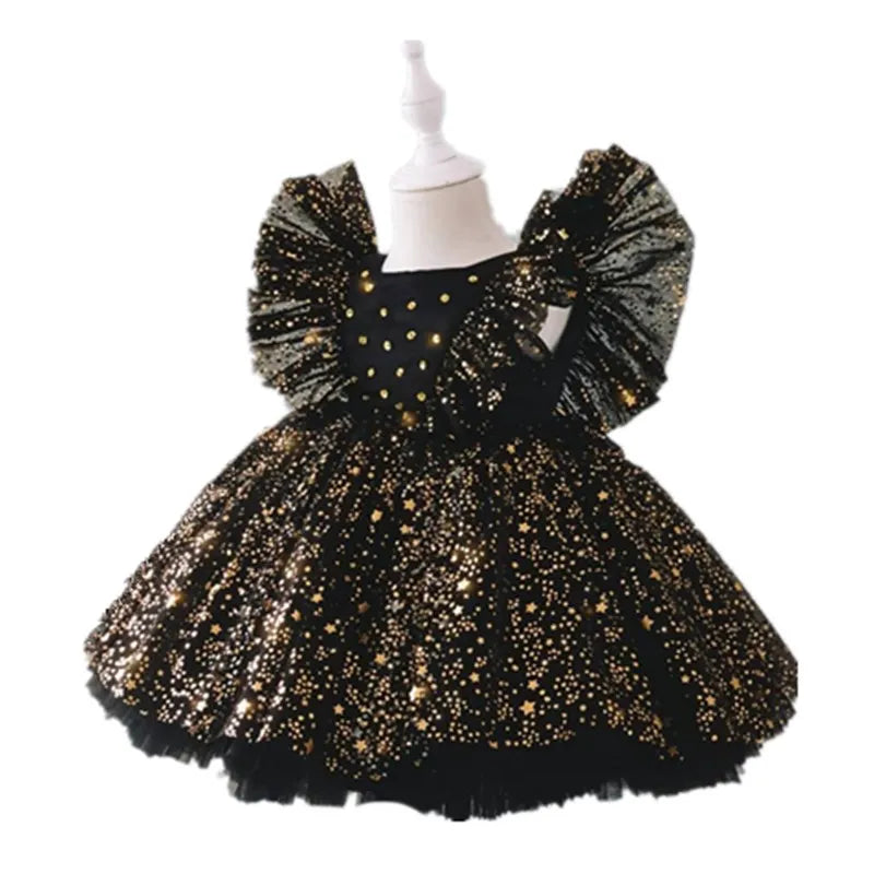 Vestido com Estrelinhas e Tule - 6 meses a 5 anos