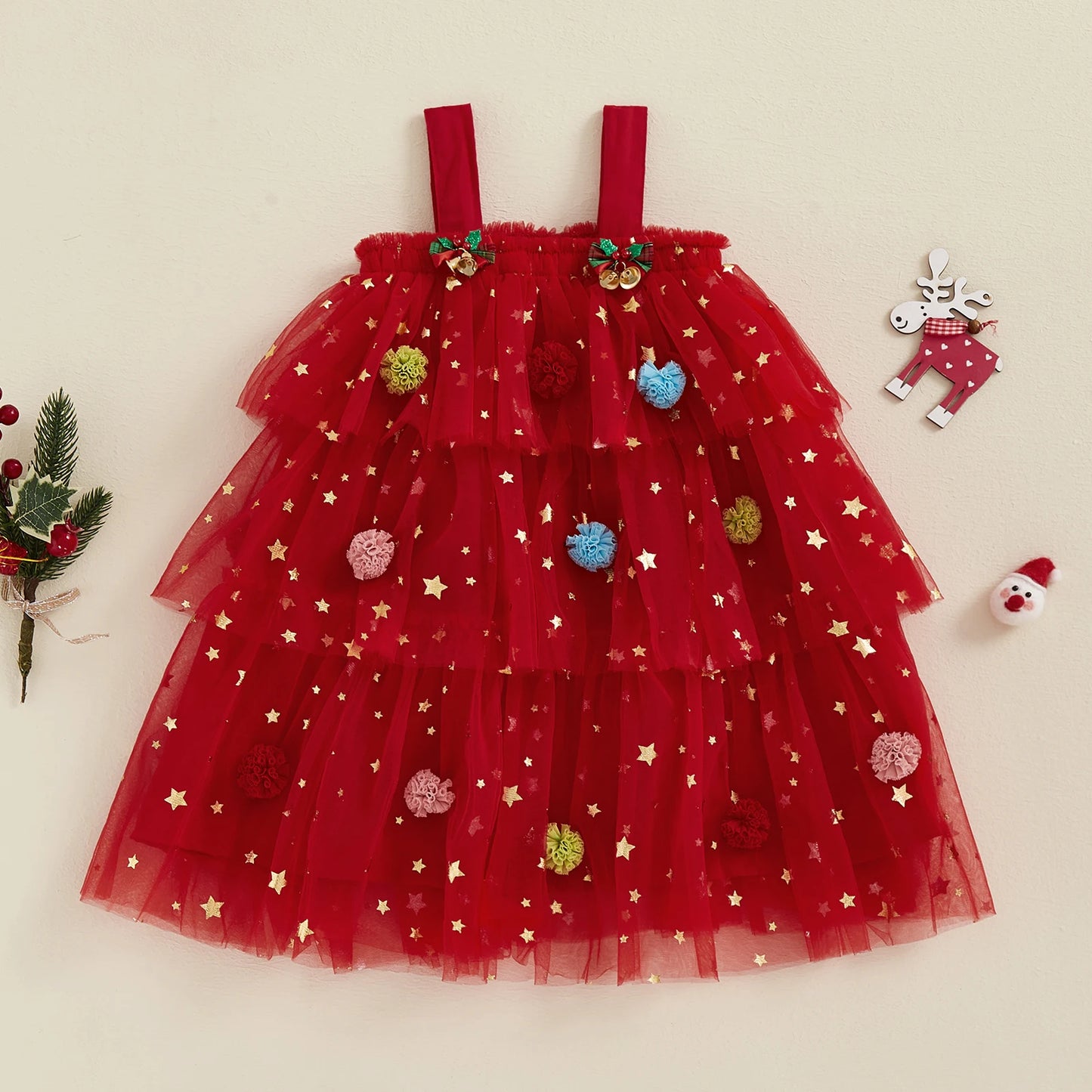 Vestido de Tutu Natalino - 1 a 9 anos