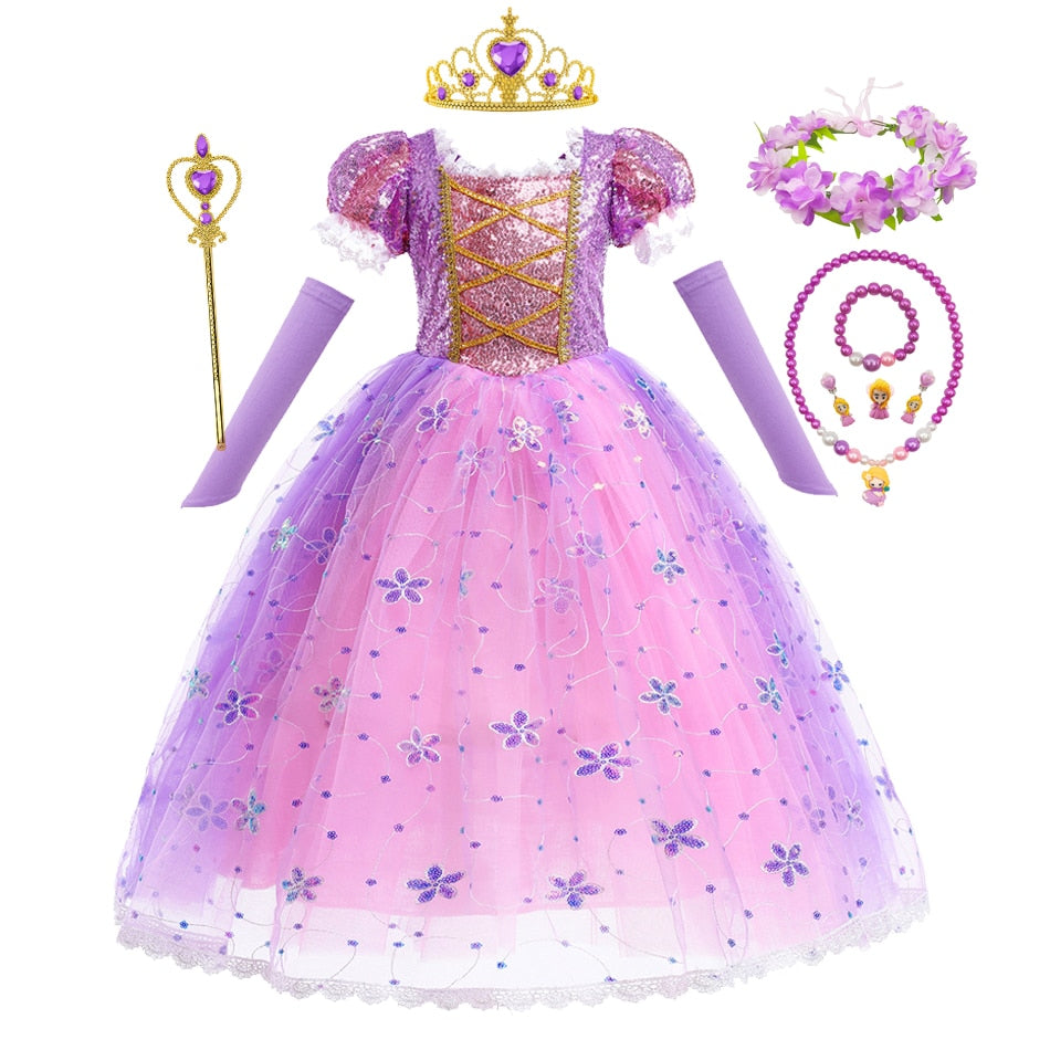 Vestido Rapunzel - 2 a 10 anos