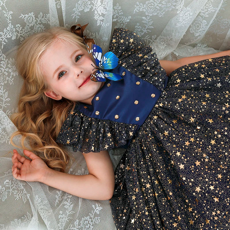 Vestido com Estrelinhas e Tule - 6 meses a 5 anos