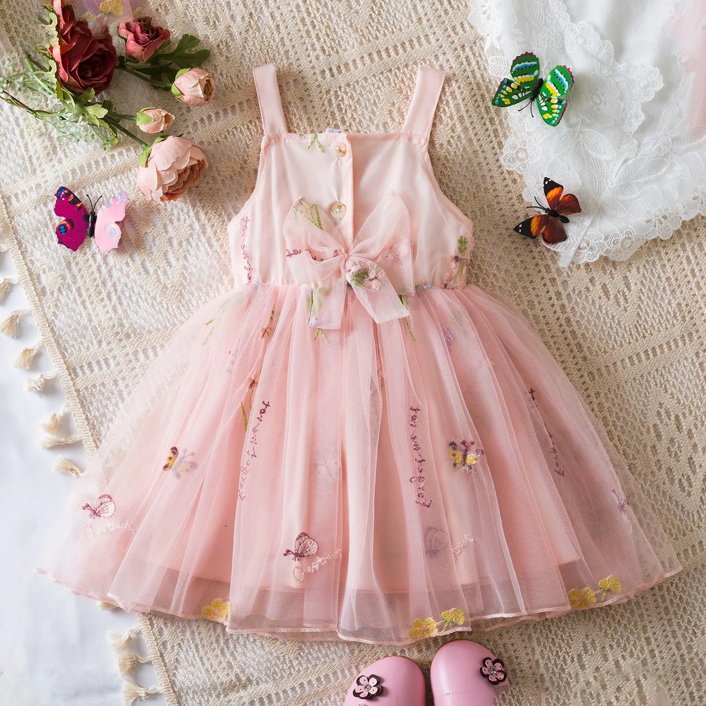 Vestido com Bordado Floral - 12 meses a 5 anos