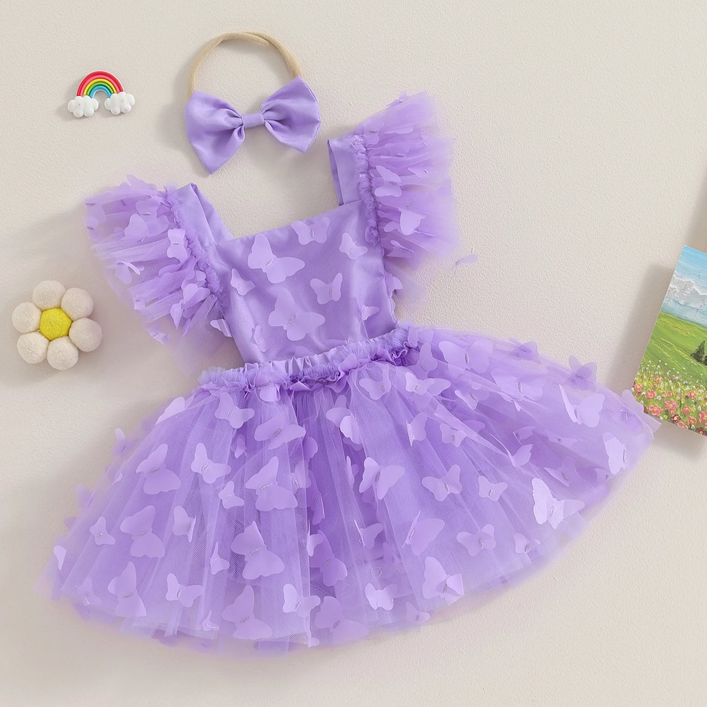Vestido de Tutu com Borboletas - 6 a 24 meses