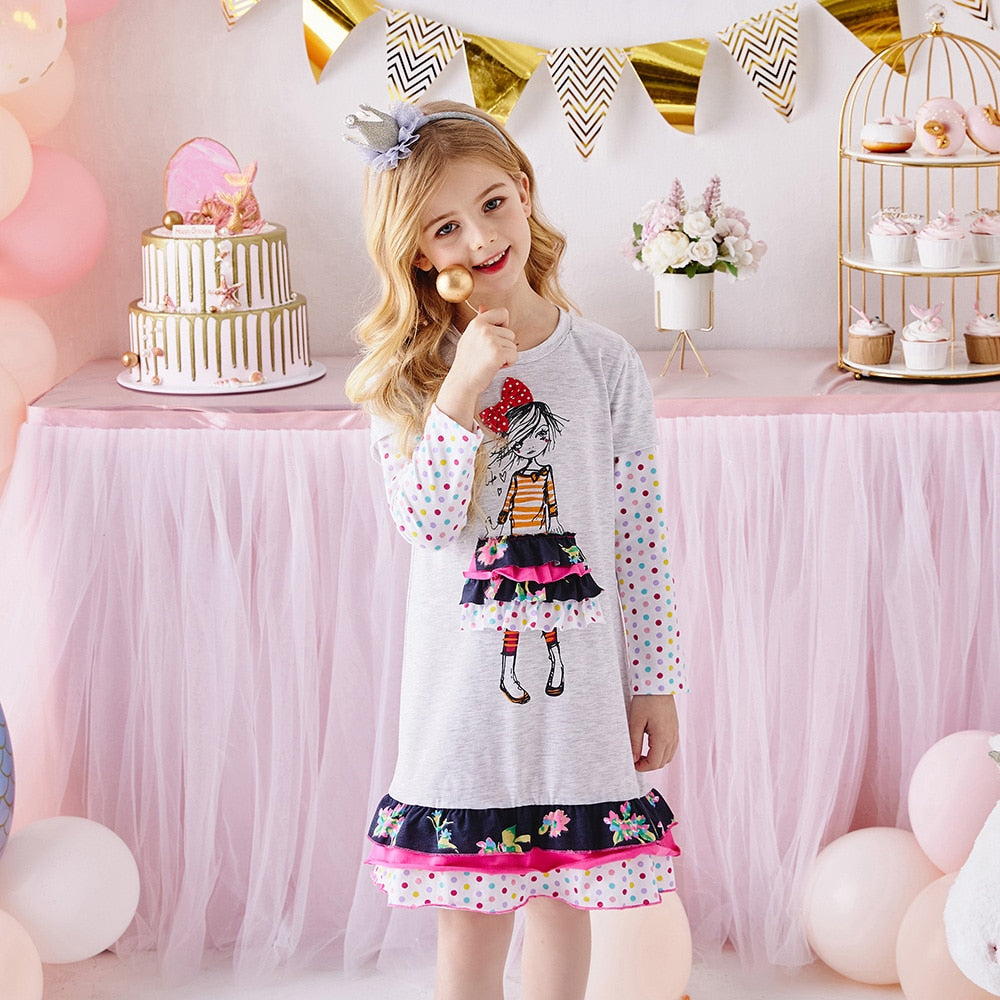 Vestido Manga Longa Coleção Nuvem - 2 a 12 anos