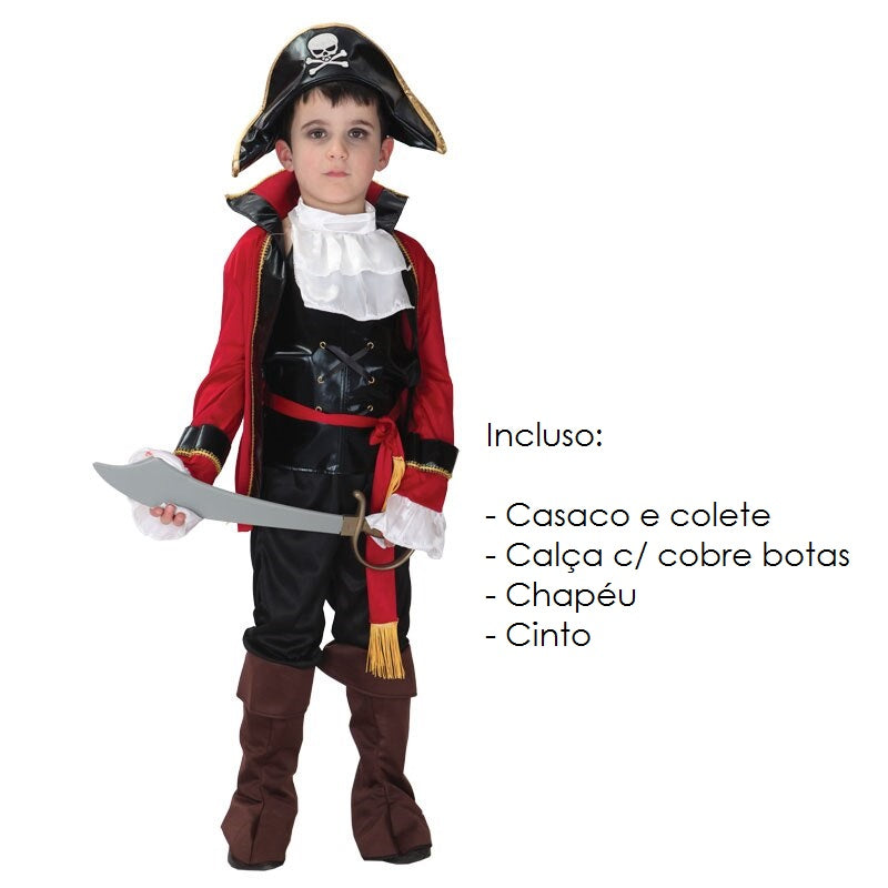 Fantasia Infantil de Pirata para Meninos - 110 a 140 cm