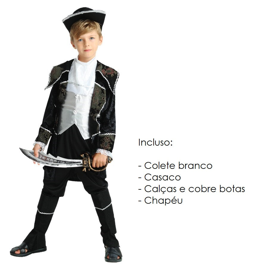 Fantasia Infantil de Pirata para Meninos - 110 a 140 cm