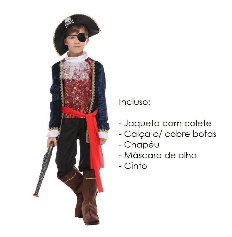 Fantasia Infantil de Pirata para Meninos - 110 a 140 cm