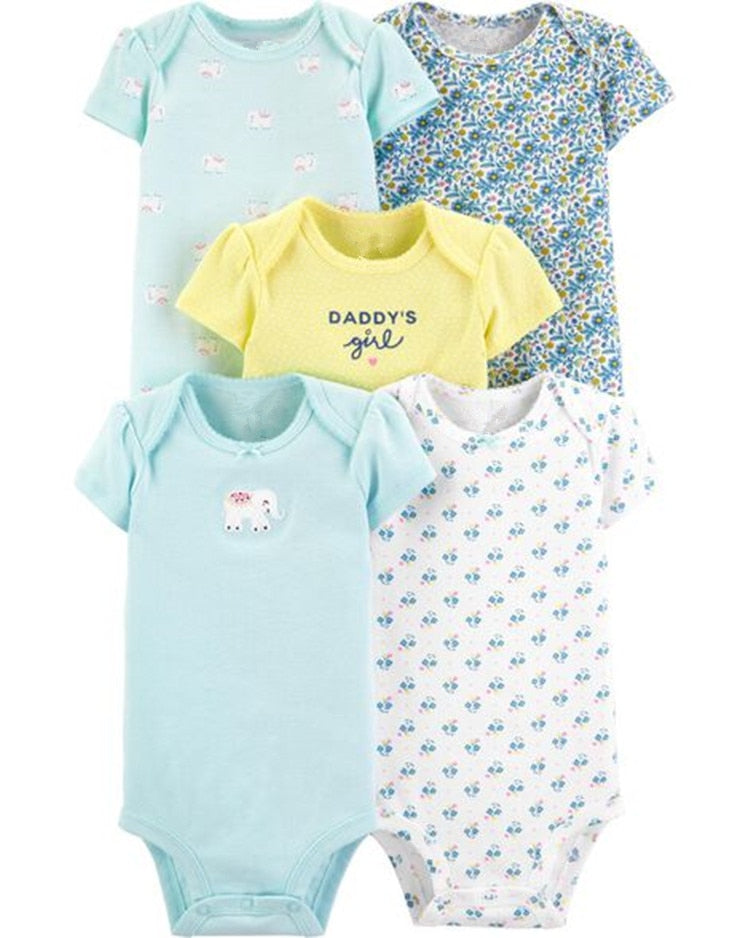 Conjunto de Macacão Infantil de Manga Curta 100% algodão 5 peças