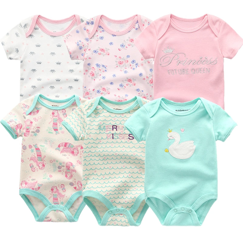 Body para bebês 6 estilos, roupas para meninas manga curta com desenhos animados