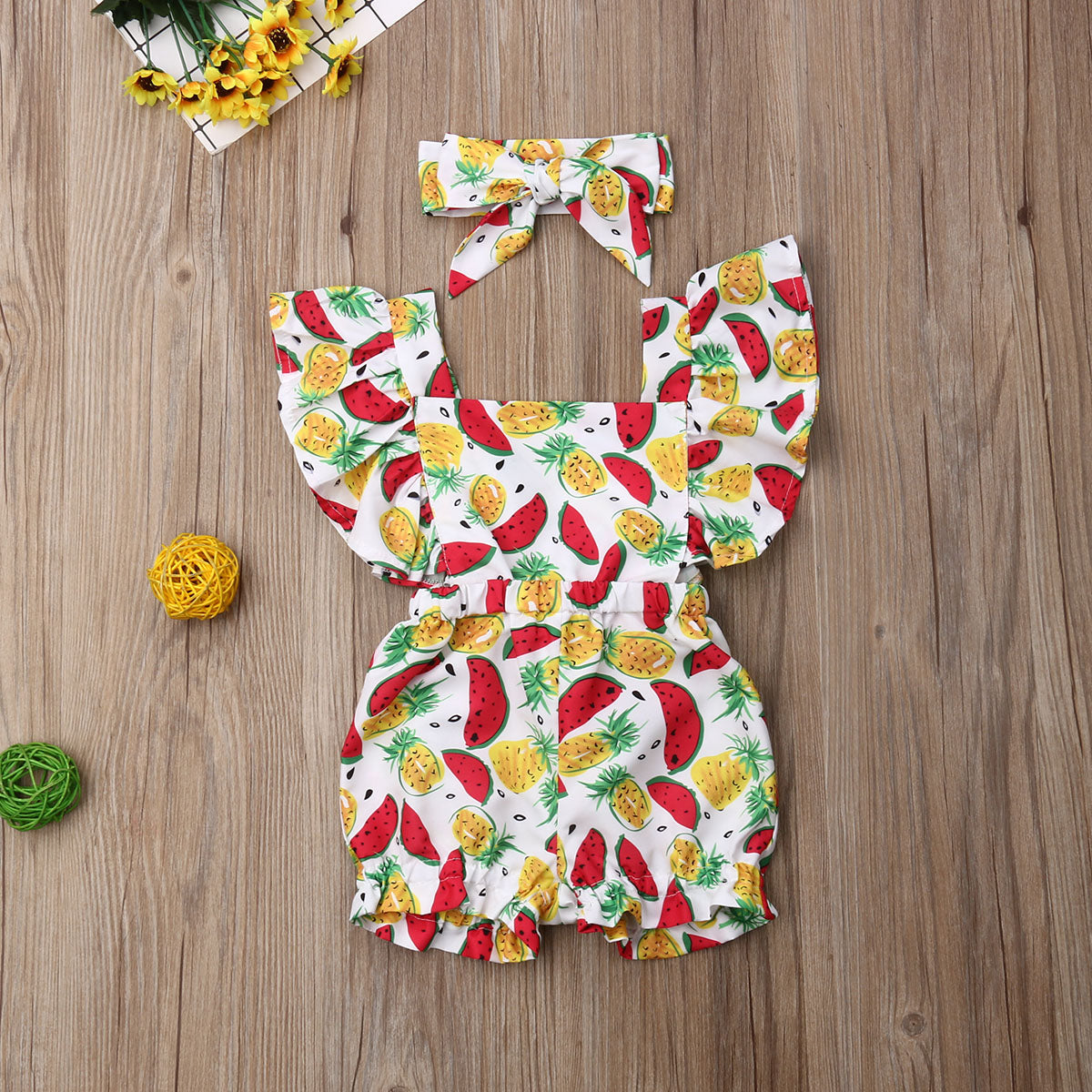 Macacão Para Meninas Com Babado 6 Meses á 3 Anos