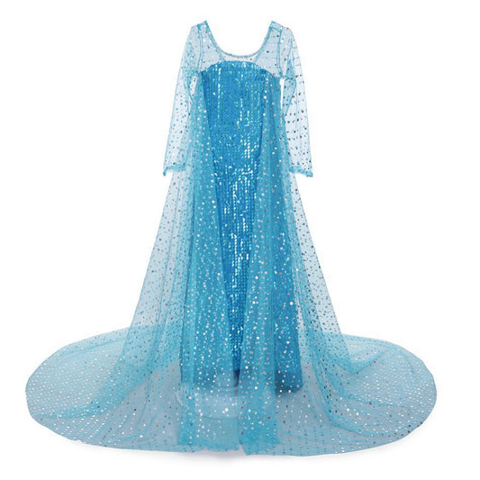 Fantasia da Elsa com Capa transparente - 2 a 10 anos