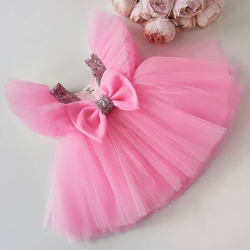 Vestido de Princesa Com Tule 3 a 8 Anos