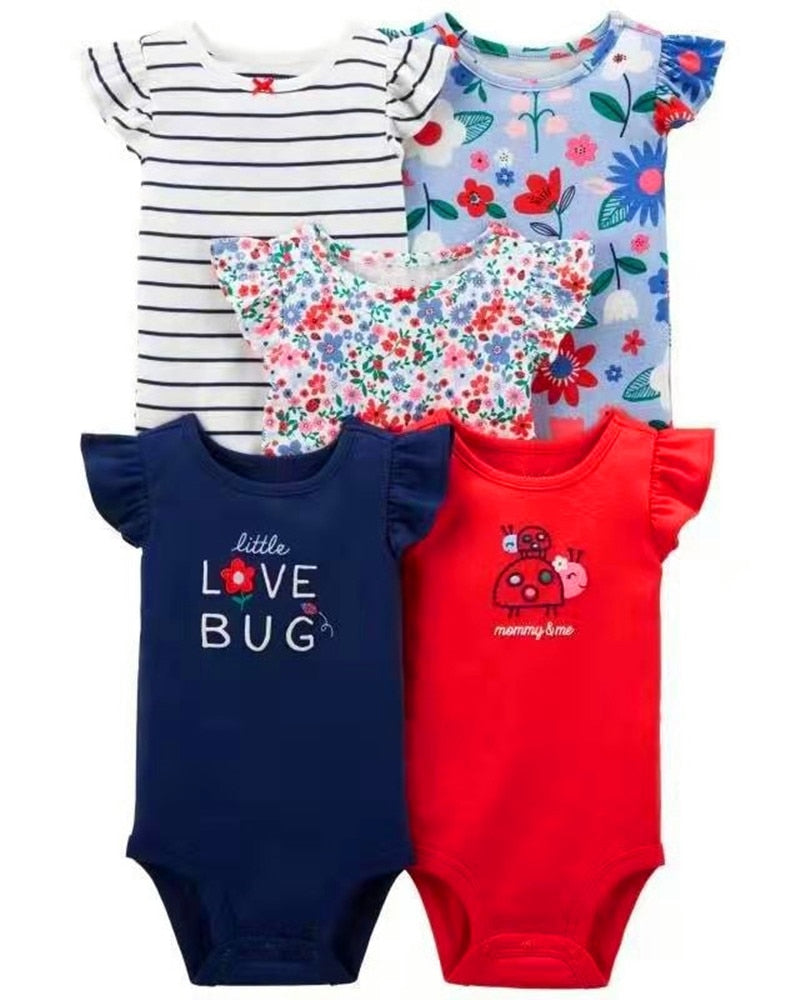 Conjunto de Macacão Infantil de Manga Curta 100% algodão 5 peças