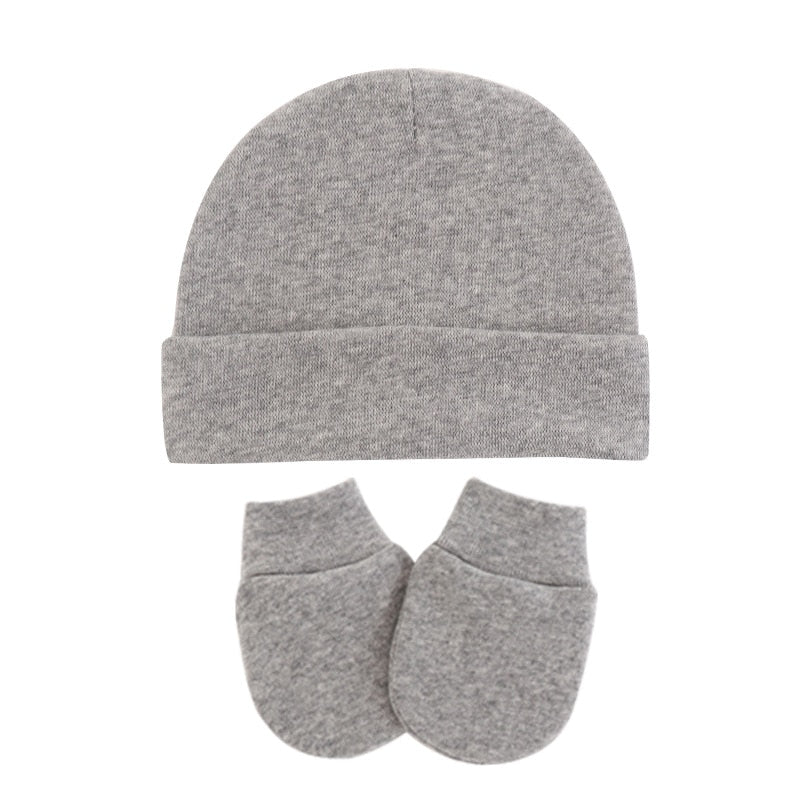 Conjunto de luvas e gorro para bebê recém nascido