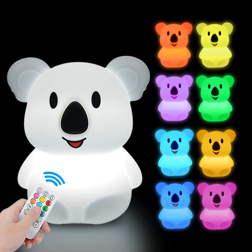 Luminária de LED em Formato de Koala, com Temporizador e Controle Remoto