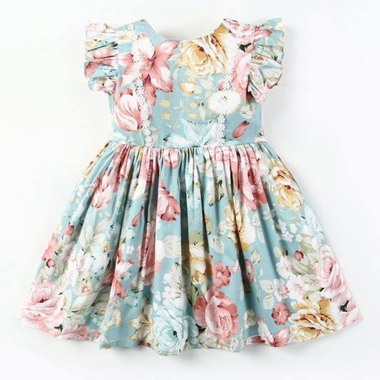 Vestido Florido Azul para meninas de 2 a 6 anos