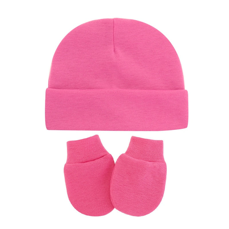 Conjunto de luvas e gorro para bebê recém nascido