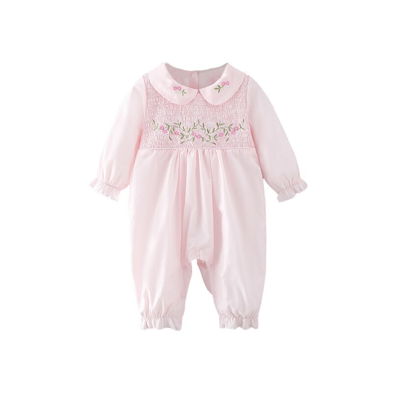 Macacão Rosa Com Detalhes Bordados 3 a 18 meses