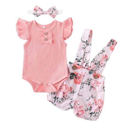 Conjunto Para Meninas de 3 Meses a 2 Anos - 03 Peças
