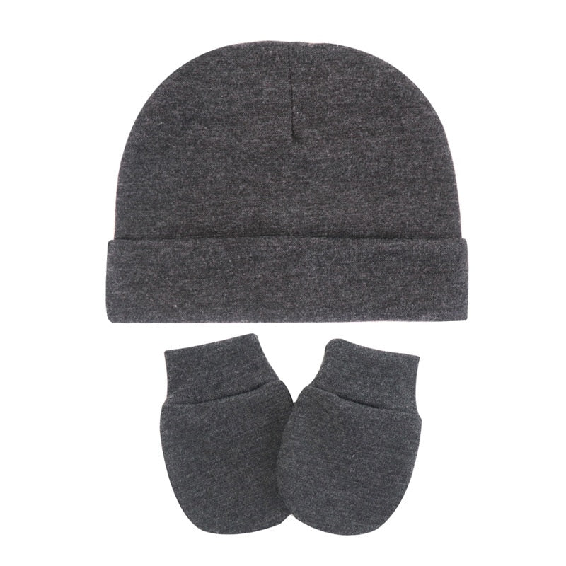 Conjunto de luvas e gorro para bebê recém nascido