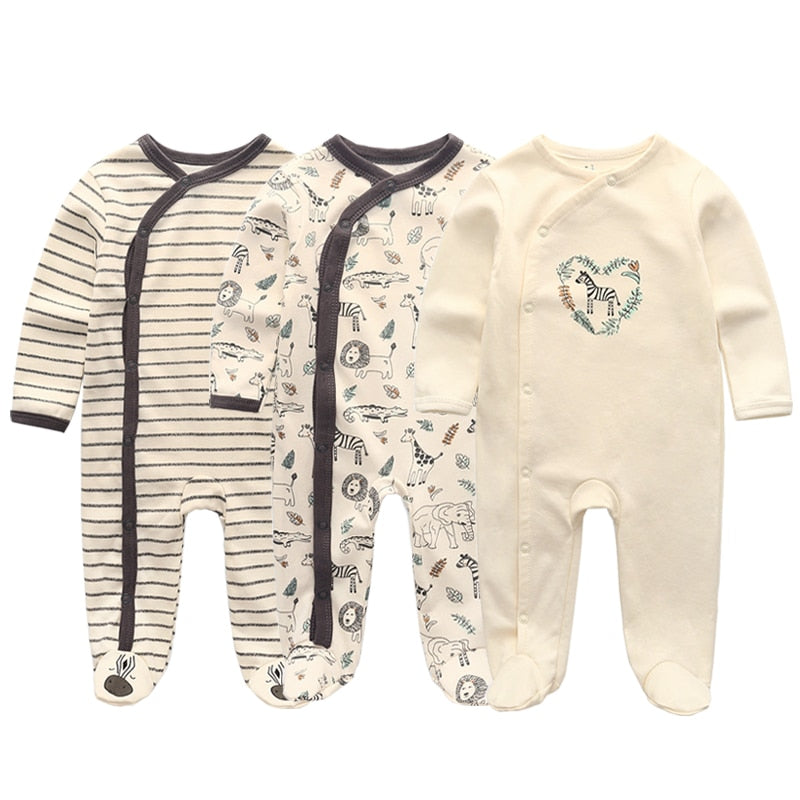 Kit de Macacão Para Bebês Com 3 Peças - 3 a 12 Meses