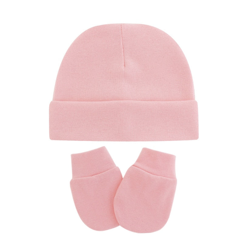 Conjunto de luvas e gorro para bebê recém nascido
