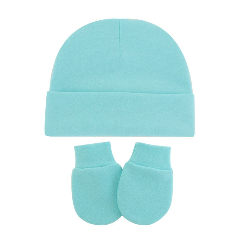 Conjunto de luvas e gorro para bebê recém nascido