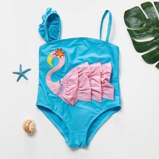 Maiô Flamingo para crianças de 2 a 6 anos