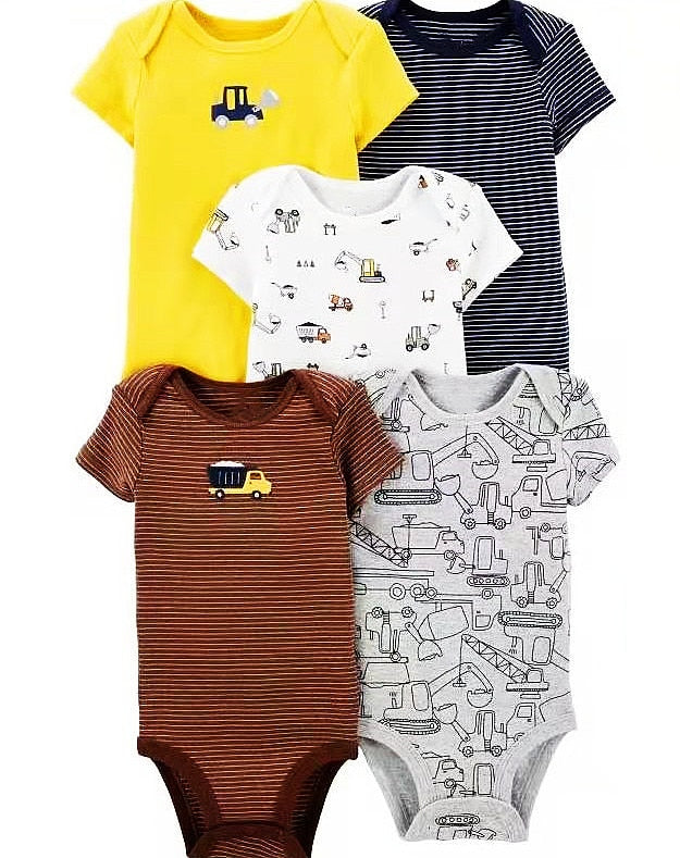 Conjunto de Macacão Infantil de Manga Curta 100% algodão 5 peças