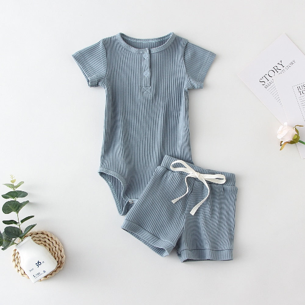 Conjunto de Body para bebês com duas peças (calça ou bermuda)