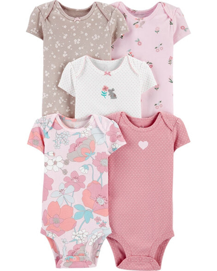 Conjunto de Macacão Infantil de Manga Curta 100% algodão 5 peças
