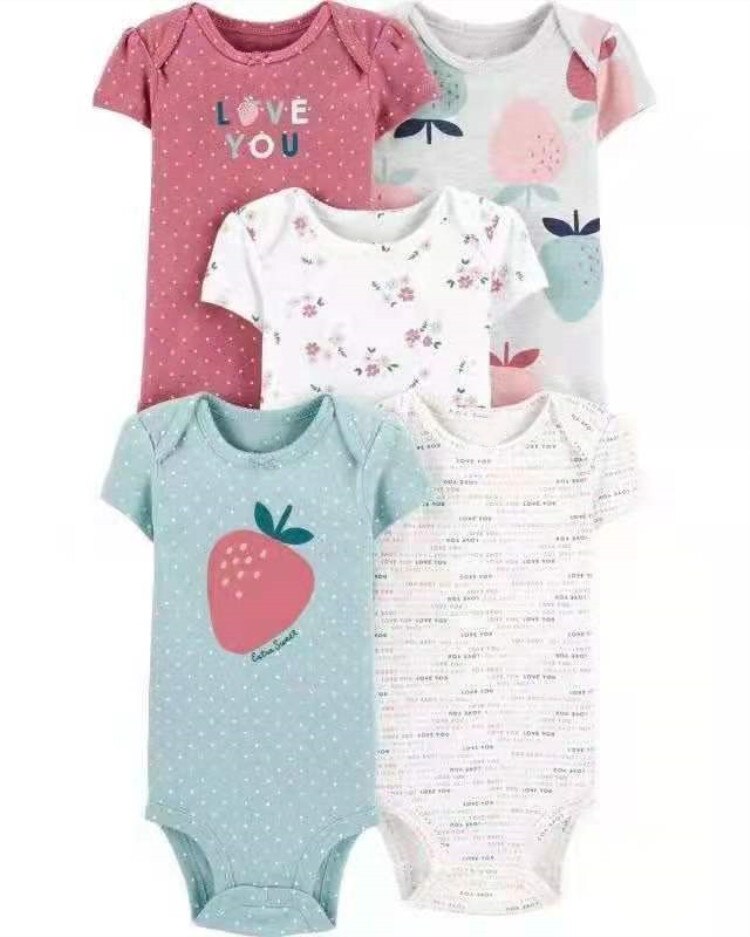 Conjunto de Macacão Infantil de Manga Curta 100% algodão 5 peças