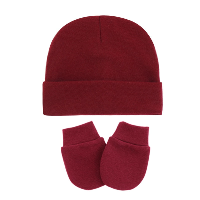 Conjunto de luvas e gorro para bebê recém nascido