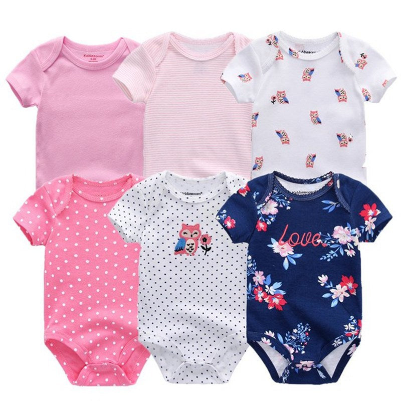 Body para bebês 6 estilos, roupas para meninas manga curta com desenhos animados