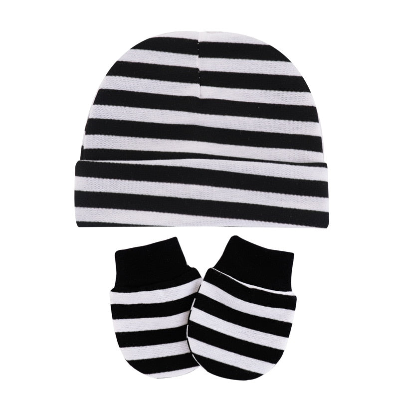 Conjunto de luvas e gorro para bebê recém nascido