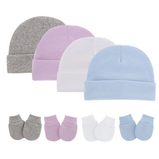 Conjunto de luvas e gorro para bebê recém nascido
