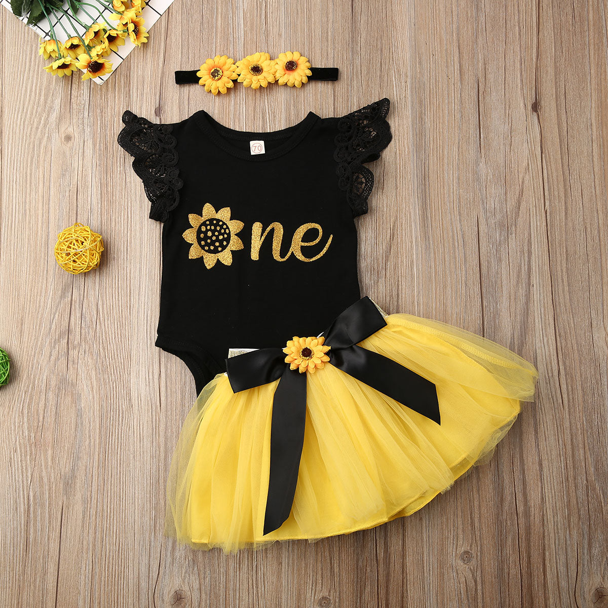Conjunto de roupas para meninas Girassol