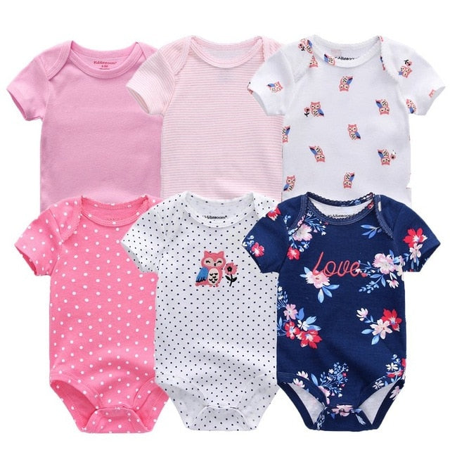 Body para bebês 6 estilos, roupas para meninas manga curta com desenhos animados
