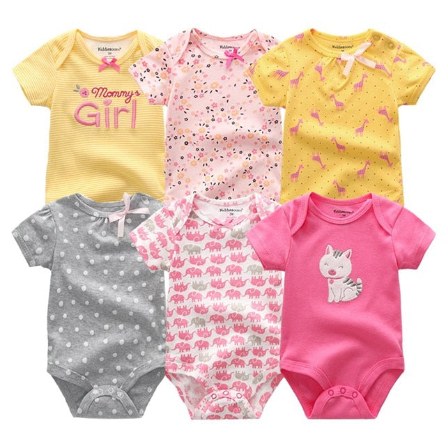 Body para bebês 6 estilos, roupas para meninas manga curta com desenhos animados