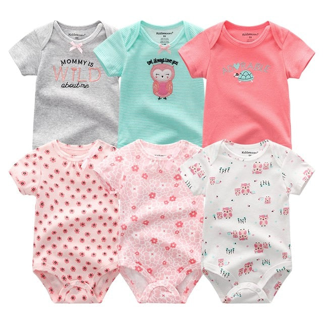 Body para bebês 6 estilos, roupas para meninas manga curta com desenhos animados