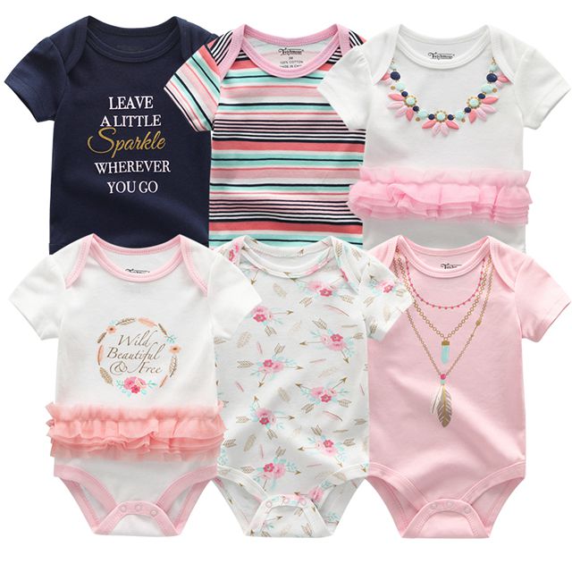Body para bebês 6 estilos, roupas para meninas manga curta com desenhos animados