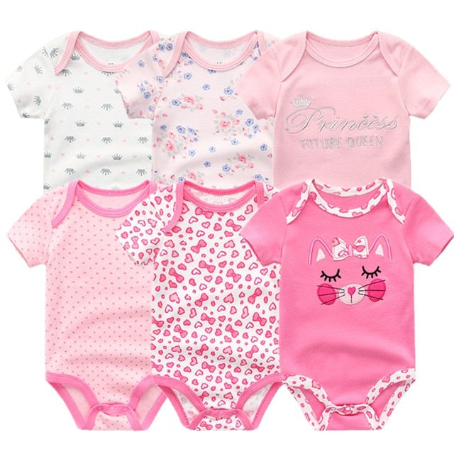 Body para bebês 6 estilos, roupas para meninas manga curta com desenhos animados