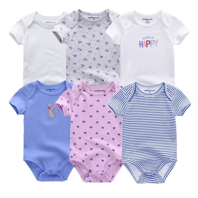 Body para bebês 6 estilos, roupas para meninas manga curta com desenhos animados