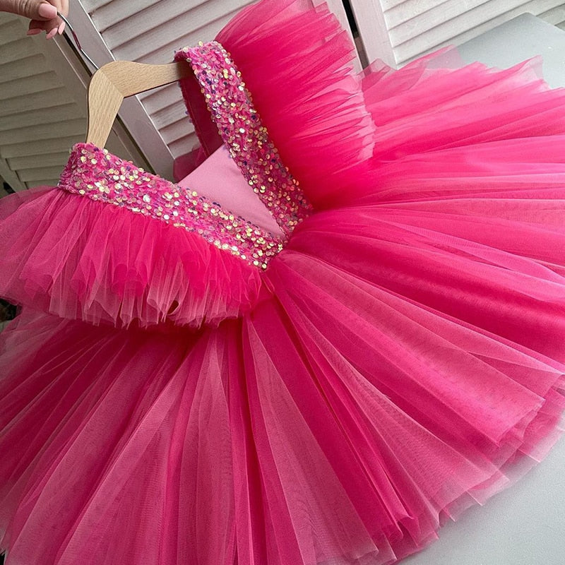 Vestido de Princesa Com Tule 3 a 8 Anos