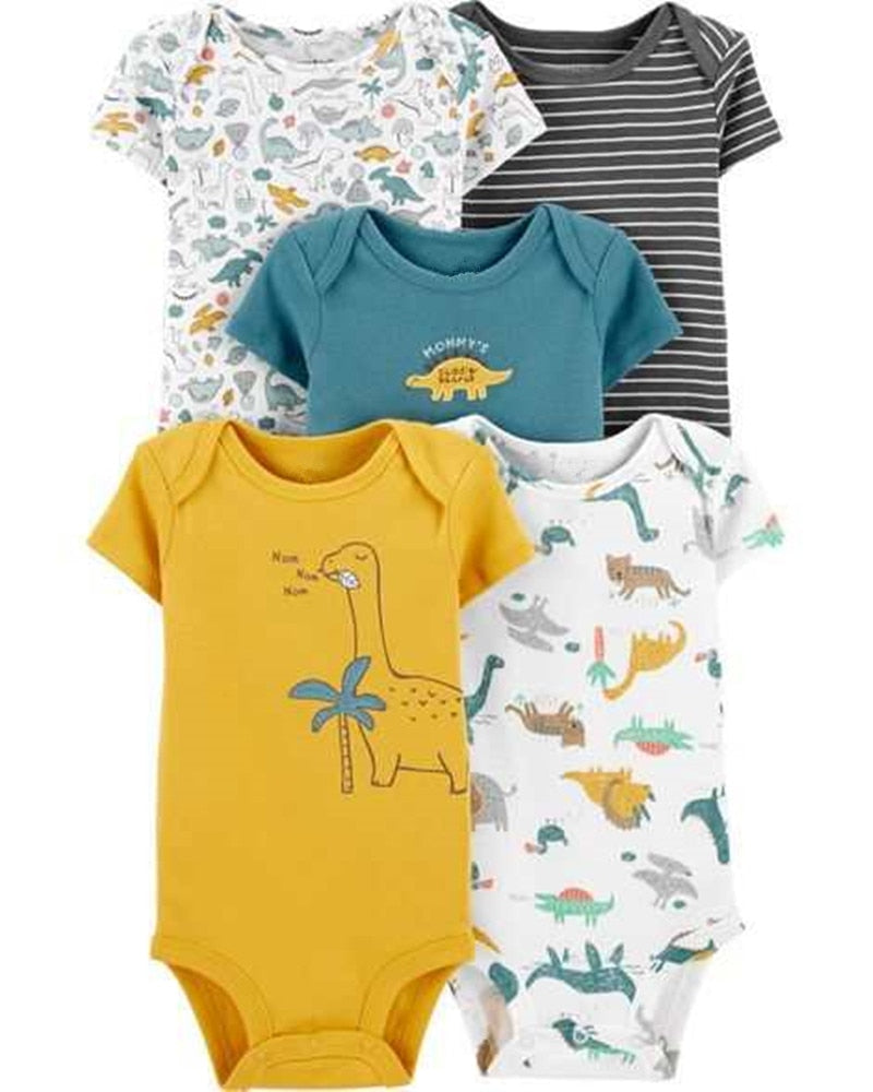 Conjunto de Macacão Infantil de Manga Curta 100% algodão 5 peças