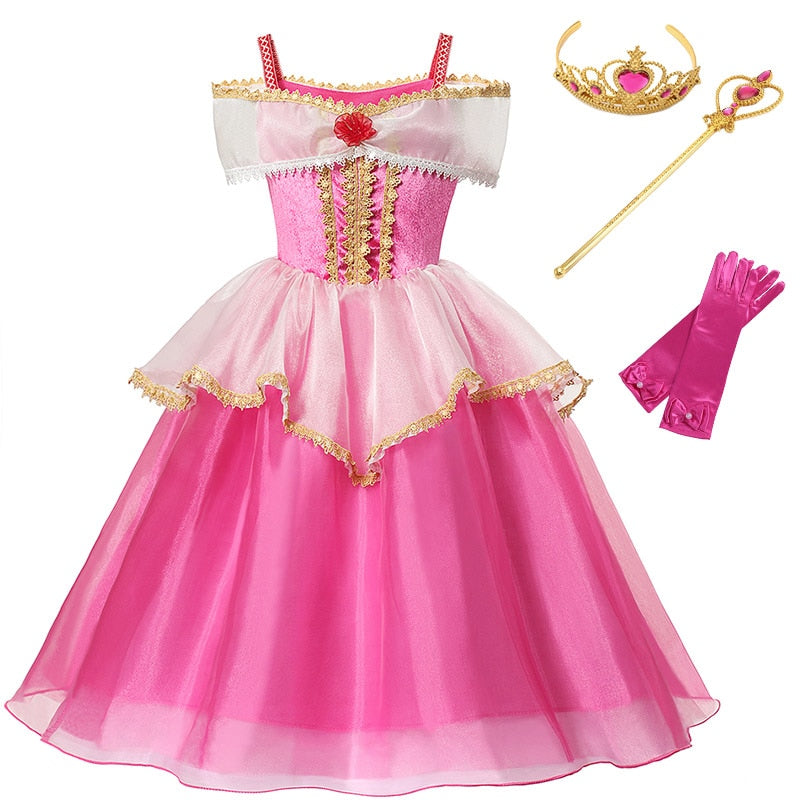 Vestido da Bela Adormecida para crianças - 3 a 8 anos